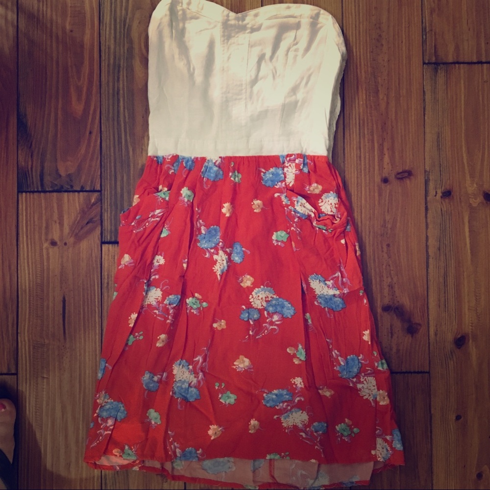 Cute strapless dress orange floral